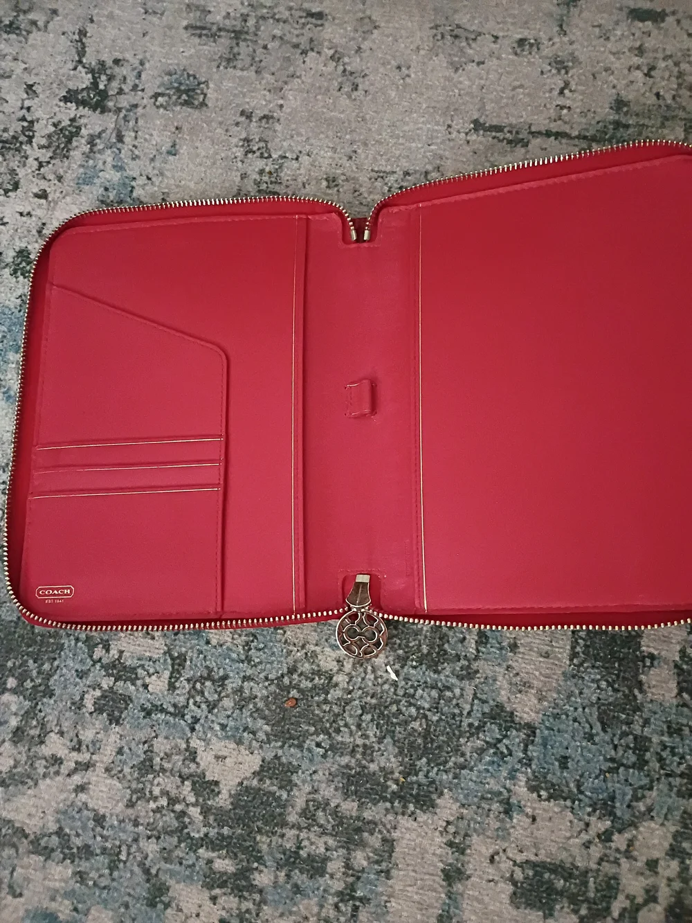 Coach Red Patent Zip Notebook Case